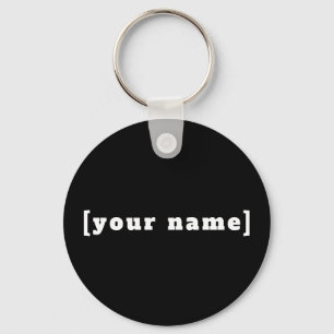 personalizable black and white with your name key ring