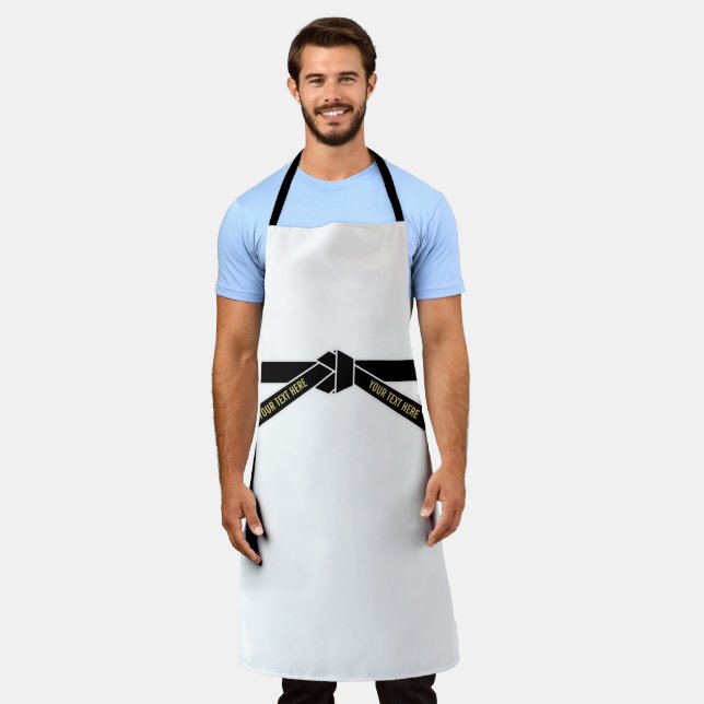 Personalizable Black Belt (Kuro-obi) Apron (Worn)