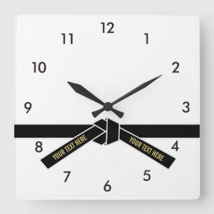 Personalizable Black Belt (Kuro-obi) Square Wall Clock