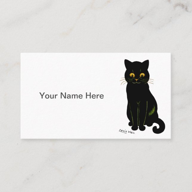 Personalizable Black Cat Business Card (Front)
