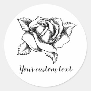 Personalizable black rose classic round sticker