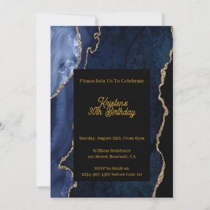Personalizable Blue Birthday Invitation