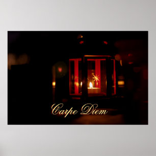 Personalizable Carpe Diem with shiny candle light Poster