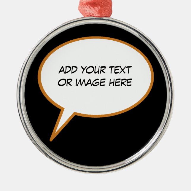 personalizable cartoon speech balloon metal tree decoration (Front)