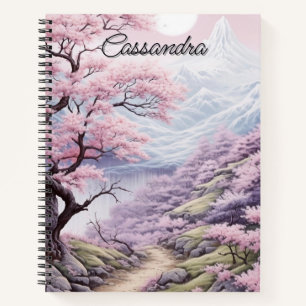 Personalizable Cherry Blossom Landscape Notebook