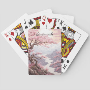 Personalizable Cherry Blossom Landscape Playing Cards