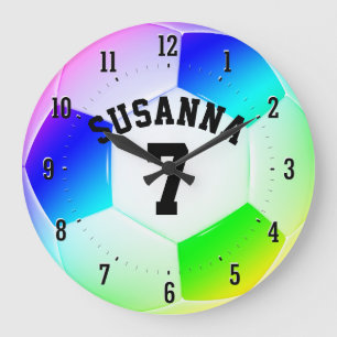 Personalizable Colourful Soccer Football Gift Large Clock