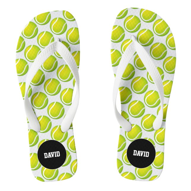 Personalizable Cool Tennis Pattern Sport Gift Thongs (Footbed)