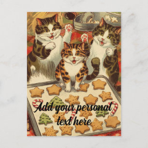 Personalizable cute cats baking Christmas  Postcard