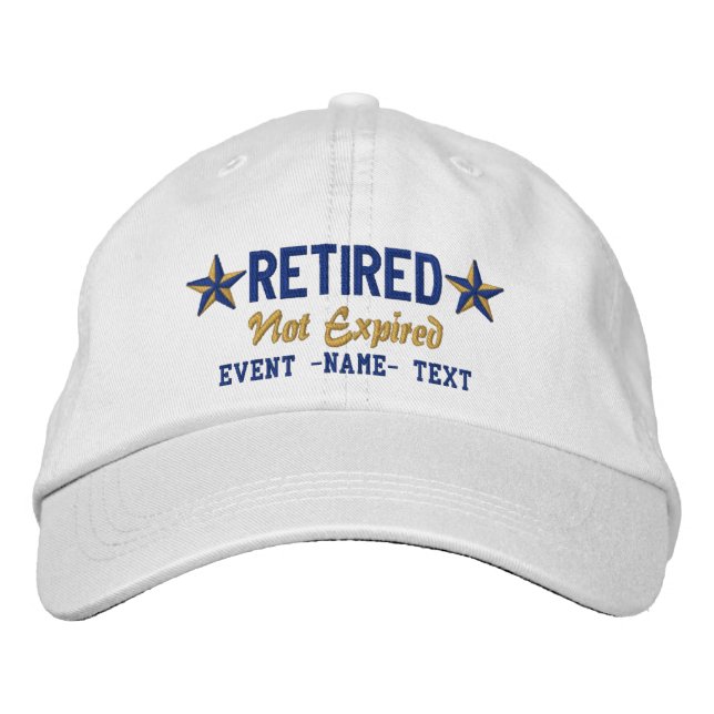 Personalizable Edit Text Happy Retirement Embroidered Hat (Front)