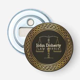Personalizable Elegant Golden Scales of Justice Bottle Opener
