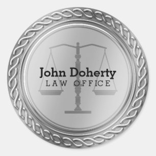 Personalizable Elegant Scales of Justice Classic Round Sticker