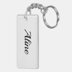 personalizable First Name Aline black and white Key Ring