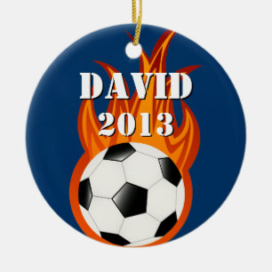Personalizable fooball / soccer ceramic tree decoration