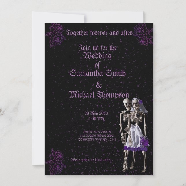 Personalizable Gothic violet wedding Invitation (Front)