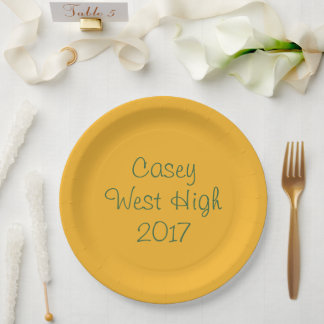 Personalizable Graduation Plate in Green and Gold