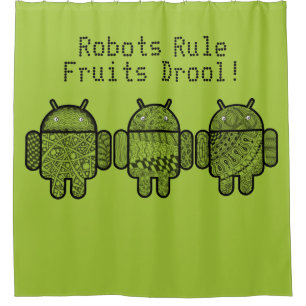 Personalizable Green Open Source Geeky Robots Shower Curtain
