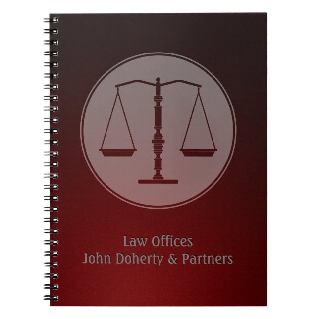 Personalizable Lawyer Notebook - Scales of Justice (Front)