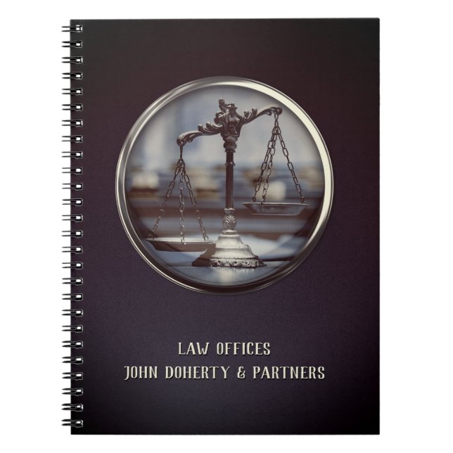 Personalizable Lawyer  Scales of Justice Notebook (Front)