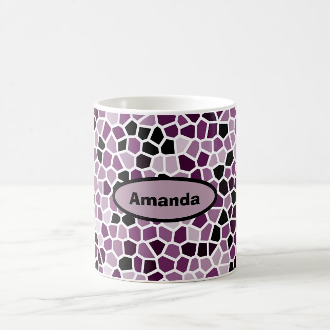 Personalizable Magenta Purple Pink Cool Pattern Coffee Mug (Center)