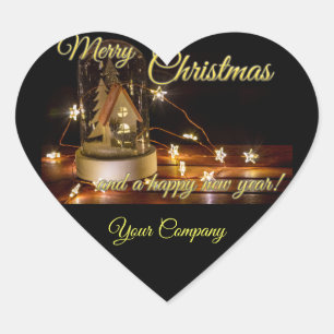 Personalizable Merry Christmas for your customers! Heart Sticker