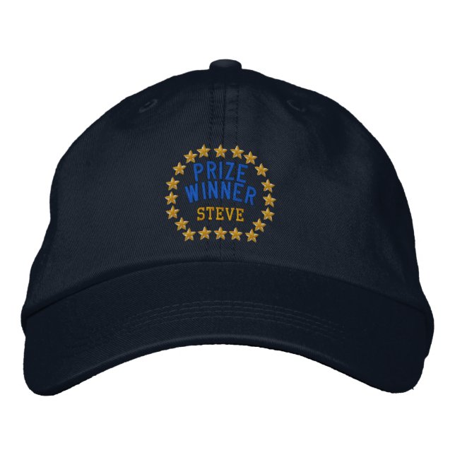 Personalizable Name Year Prize Winner Stars Embroidered Hat (Front)