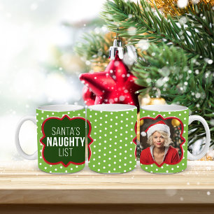 Personalizable "Naughty List" Photo Mug, 11 oz Coffee Mug