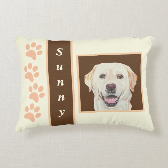 Personalizable Pastel Yellow Lab Accent Pillow (Front)