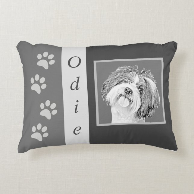 Personalizable Pencil Shih Tzu Accent Pillow (Front)