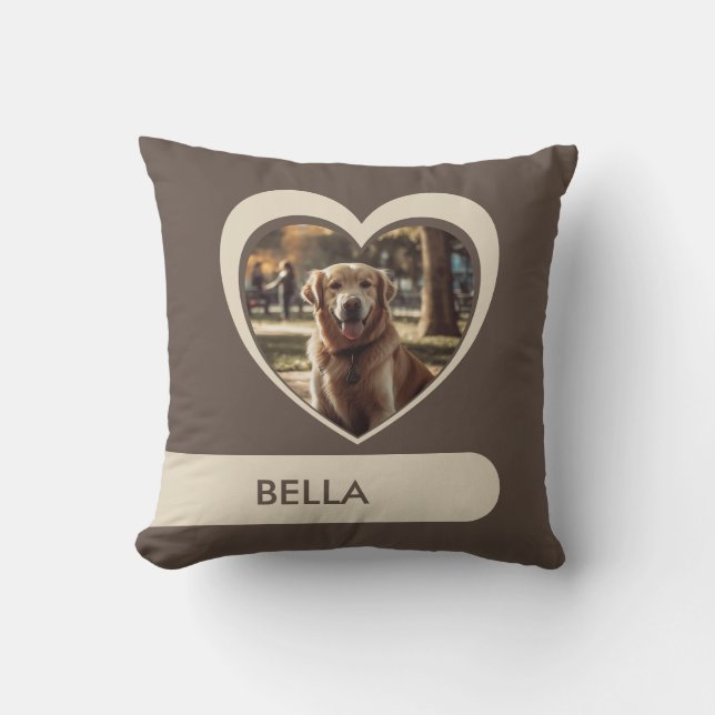 Personalizable Photo & Name Heart Stripes  Pillow (Front)