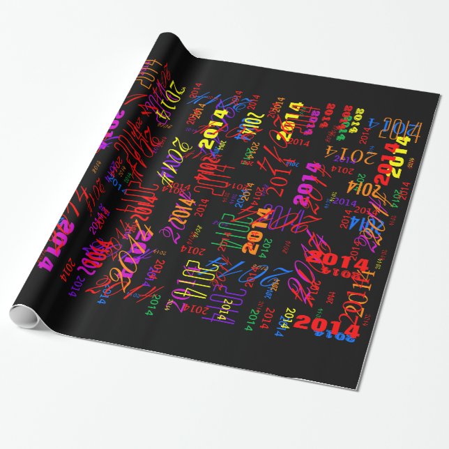 Personalizable Pick Your Year Rainbow Extravaganza Wrapping Paper (Unrolled)