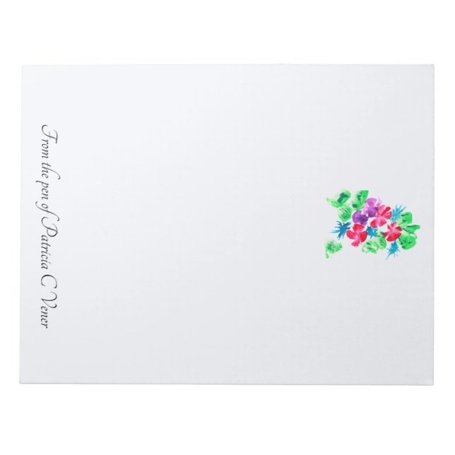 Personalizable Pretty Floral Bouquet Note Pad (Front)