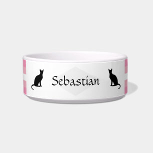 Personalizable Red and White Cat Food Bowl