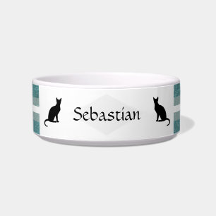Personalizable Red and White Cat Food Bowl
