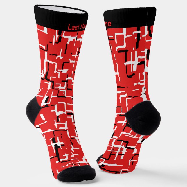 Personalizable Red Black White  Socks (Angled)