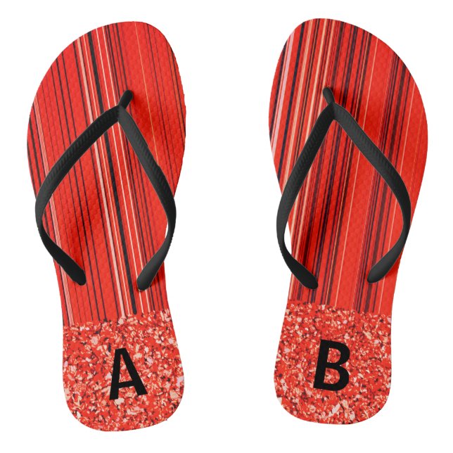 Personalizable Red Black White Thongs (Footbed)