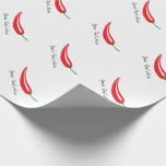 Personalizable red hot chilli pepper wrapping wrapping paper<br><div class="desc">Personalizable red hot chilli pepper wrapping paper. Cute gift wrap with spicy food pattern design. Funny Christmas or Birthday wrapping supplies for men women and kids. Add your own name or humourous quote about eating them.</div>
