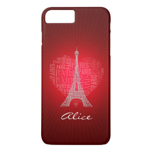 Personalizable Red Love Paris iPhone 8 Plus/7 Plus Case