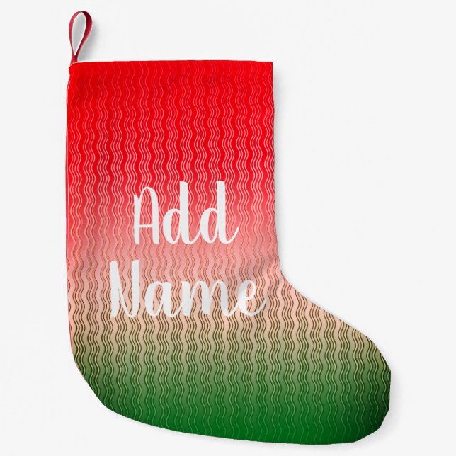 Personalizable Red Silver Green Pattern Small Christmas Stocking (Front)