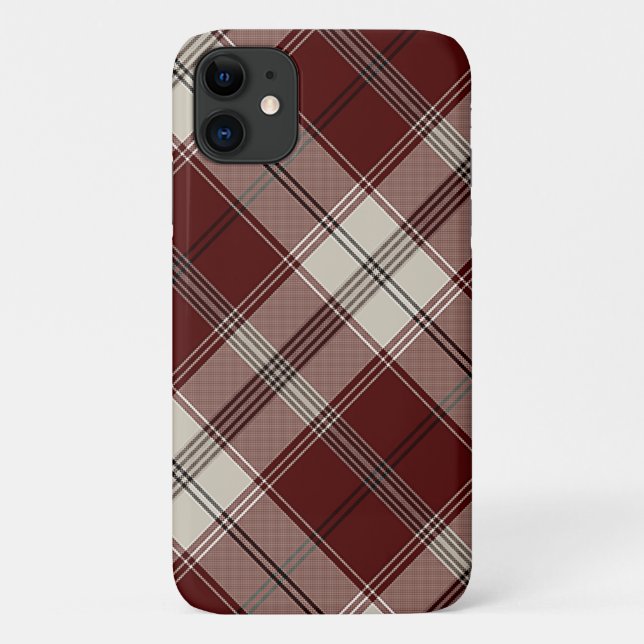 Personalizable Red & Tan Plaid Case-Mate iPhone Case (Back)