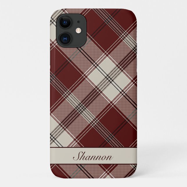 Personalizable Red & Tan Plaid Case-Mate iPhone Case (Back)
