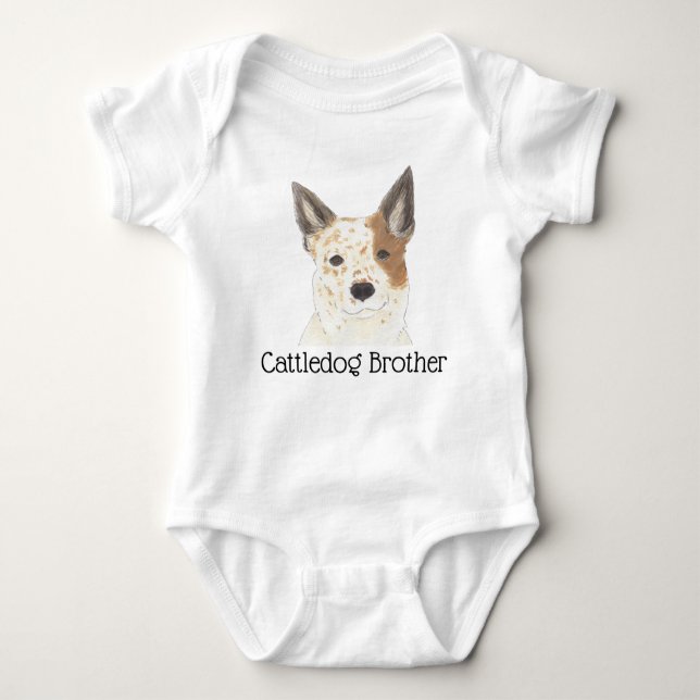 Personalizable Red White Cattledog Heeler Baby Bodysuit (Front)