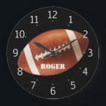 Personalizable Rugby Large Clock<br><div class="desc">Choose quality rugby / American football wall clock with your text. Makes a great gift for a player or fan.</div>