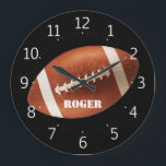 Personalizable Rugby Large Clock<br><div class="desc">Choose quality rugby / American football wall clock with your text. Makes a great gift for a player or fan.</div>