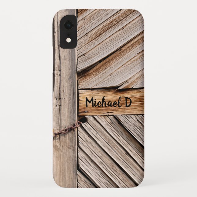 Personalizable Rustic Wooden Door with Chain Lock Case-Mate iPhone Case (Back)