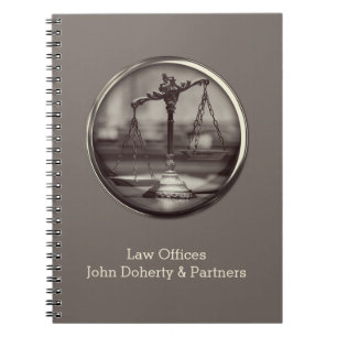 Personalizable Sepia Scales of Justice Lawyer Notebook