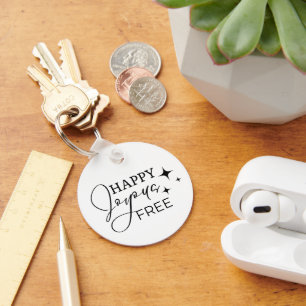 Personalizable Sobriety Keepsake Happy Joyous Free Key Ring