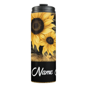 Personalizable Sunflower and Glitter Tumbler