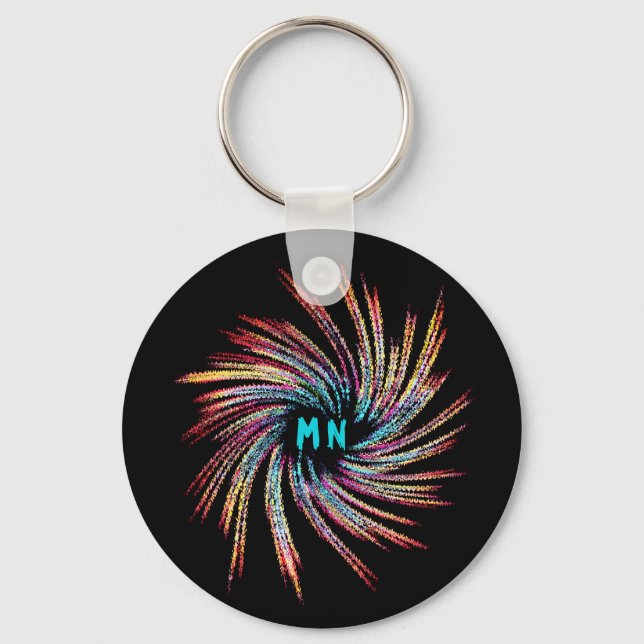 Personalizable Swirl - Colourful - Multicolored  Key Ring (Front)
