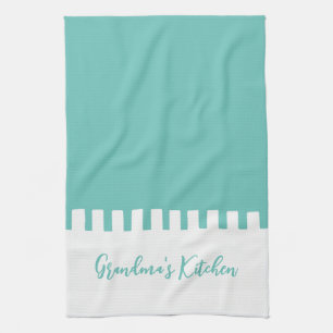 Personalizable Teal / White Tea Towel